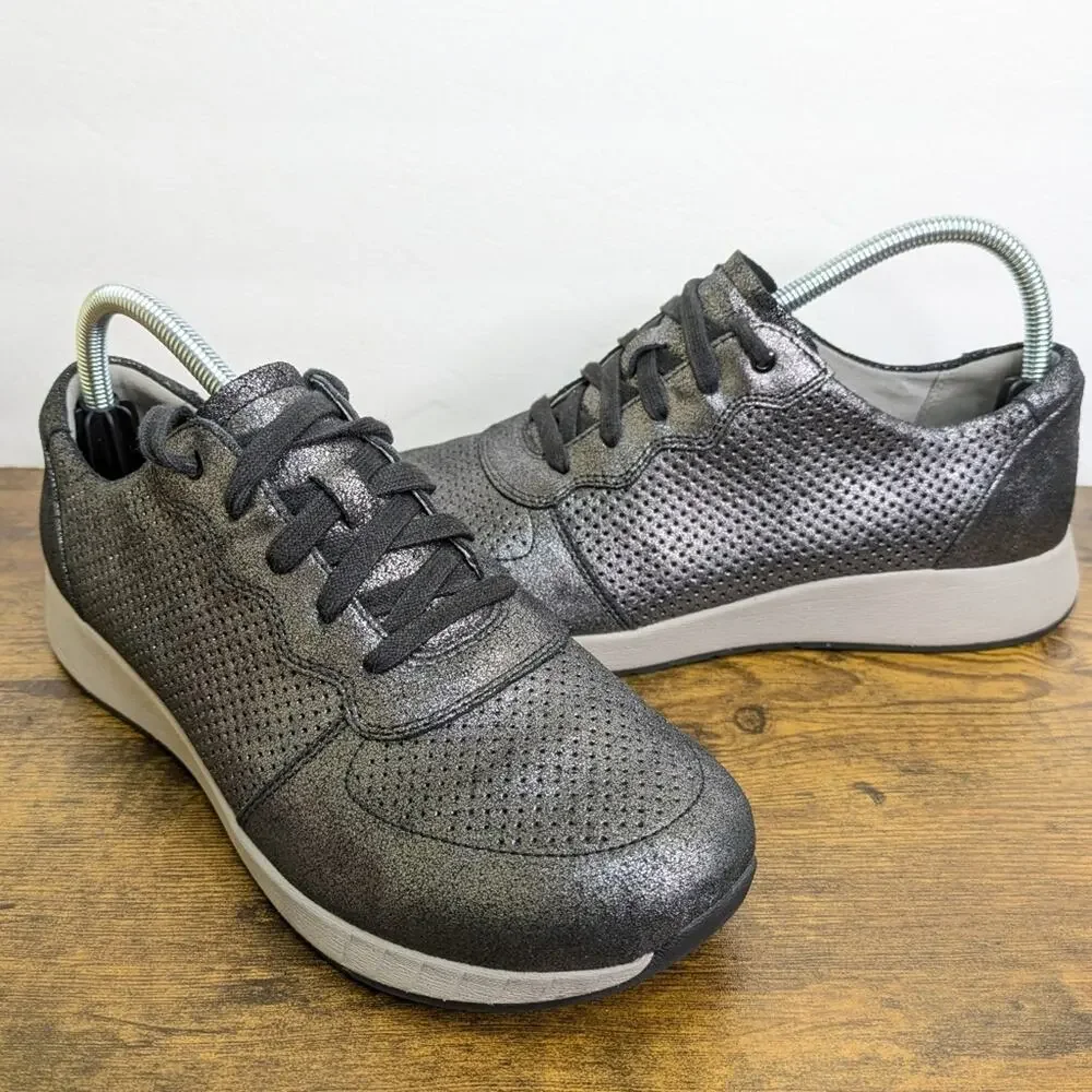 Dansko Christina Sneakers 10.5 11 EU 41 Metallic Pewter Perforated Casual Lace